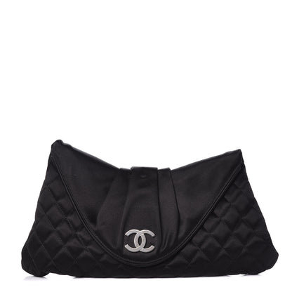 Chanel Satin Quilted Flap Clutch Black 1 of 9
