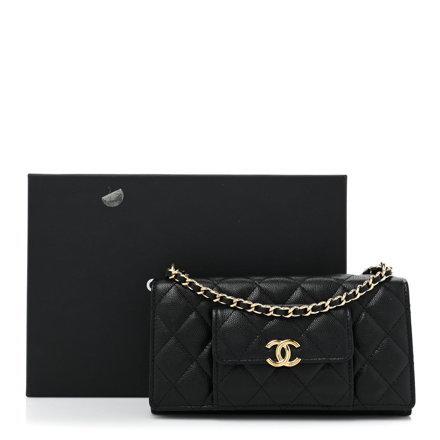 Chanel Caviar Quilted Pocket Twins Wallet On Chain WOC Black 17 of 17