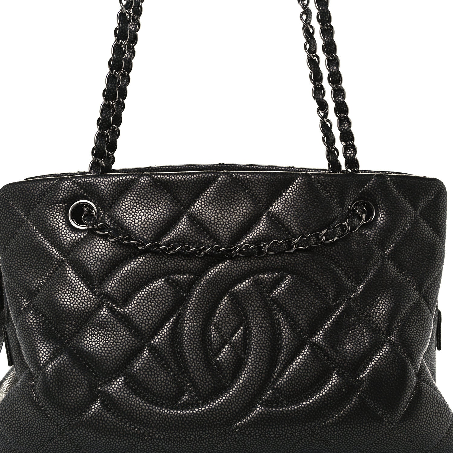 Chanel Caviar Quilted Timeless CC Shopping Tote Gray Dark Silver 7 of 9