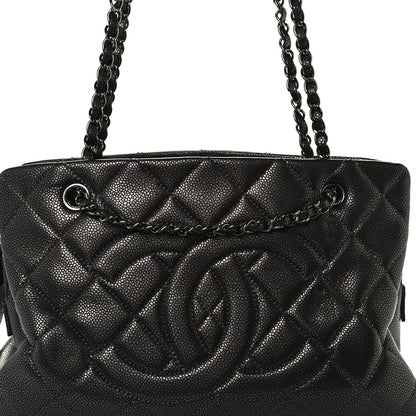 Chanel Caviar Quilted Timeless CC Shopping Tote Gray Dark Silver 7 of 9