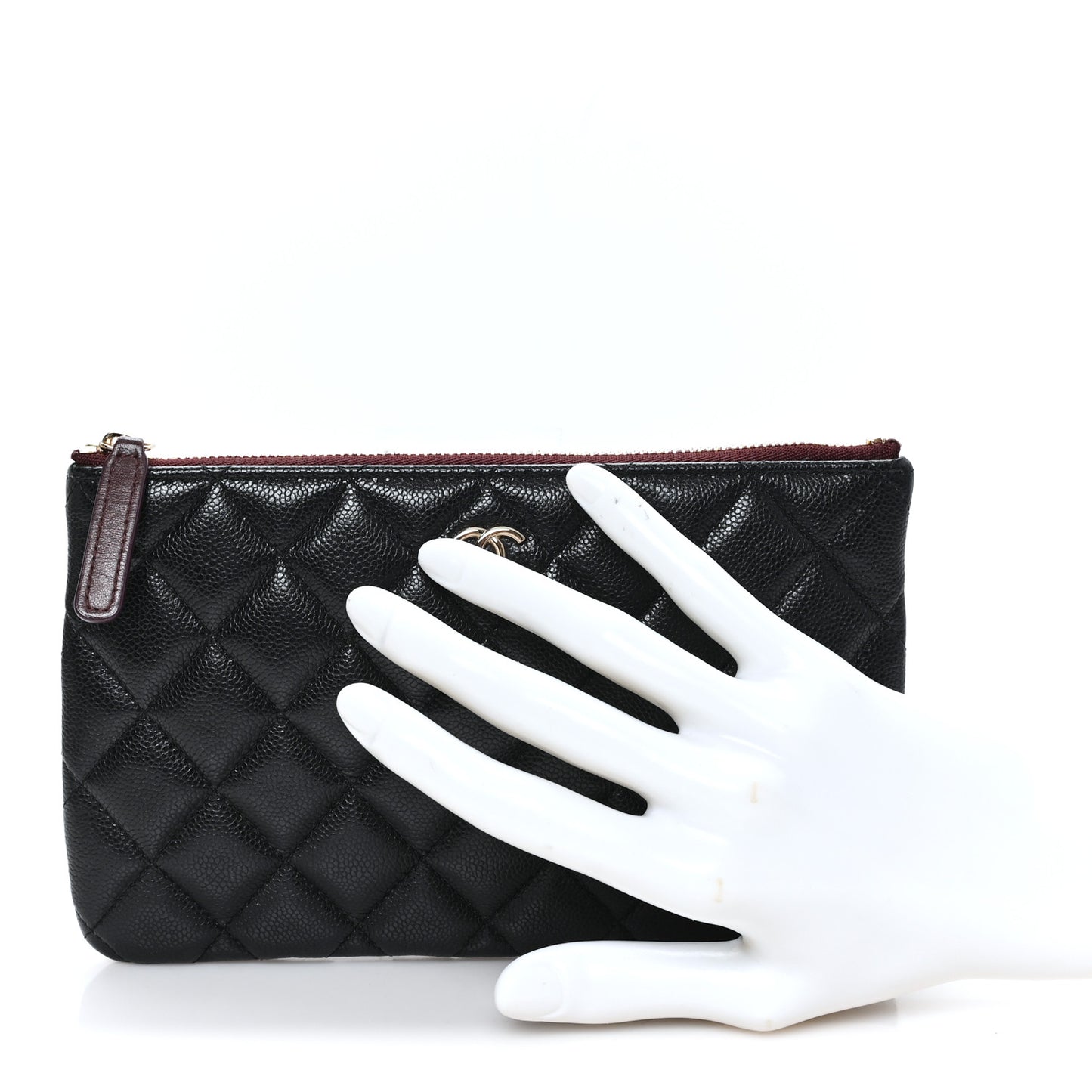 Caviar Quilted Small Zipped Pouch Black