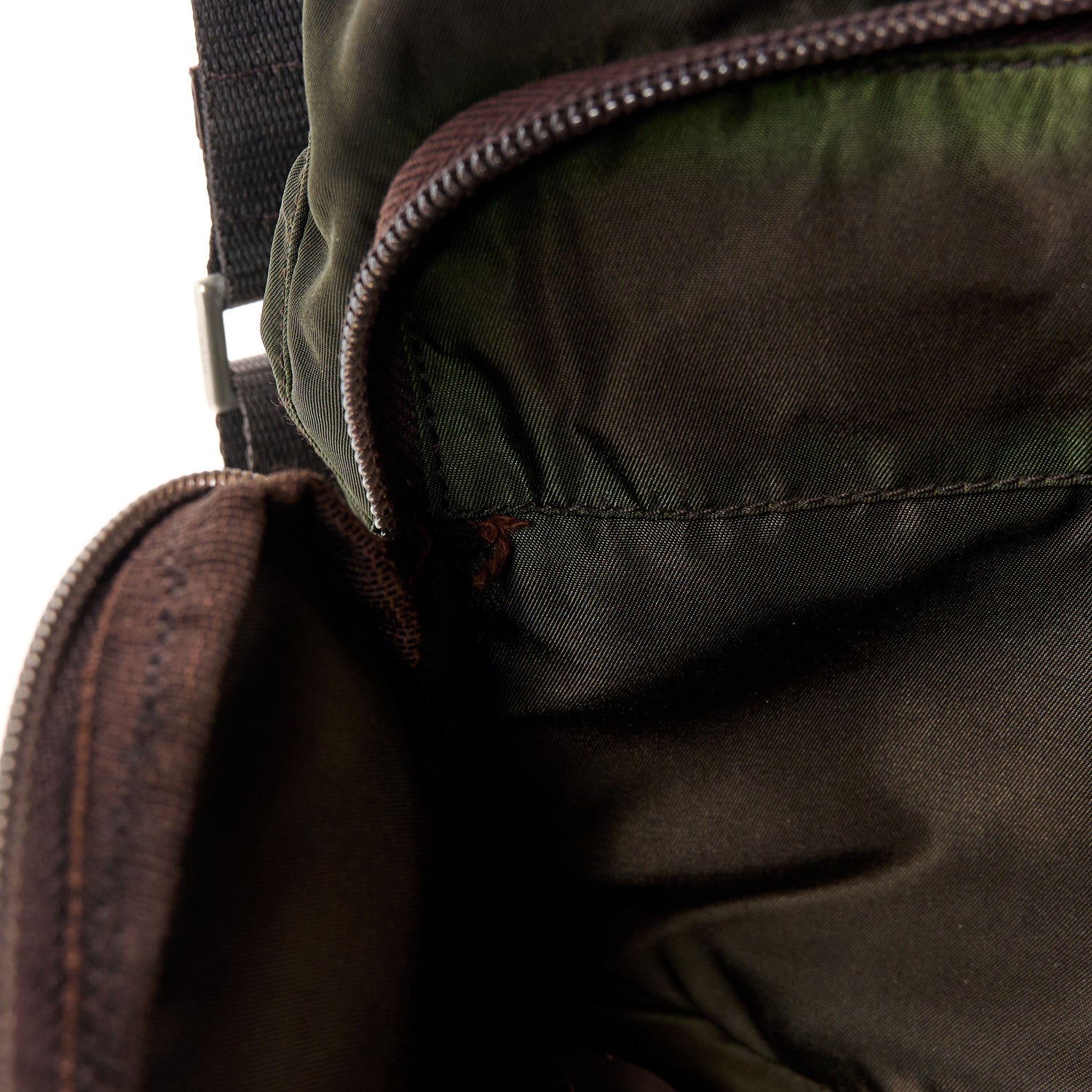 Prada Tessuto Nylon Saffiano Vela Messenger Bag Khaki 12 of 12