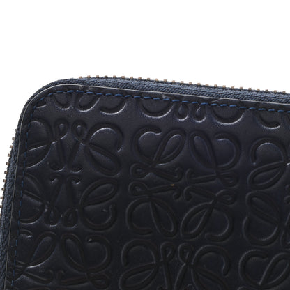 Loewe Calfskin Embossed Repeat Medium Zip Wallet Navy 8 of 8