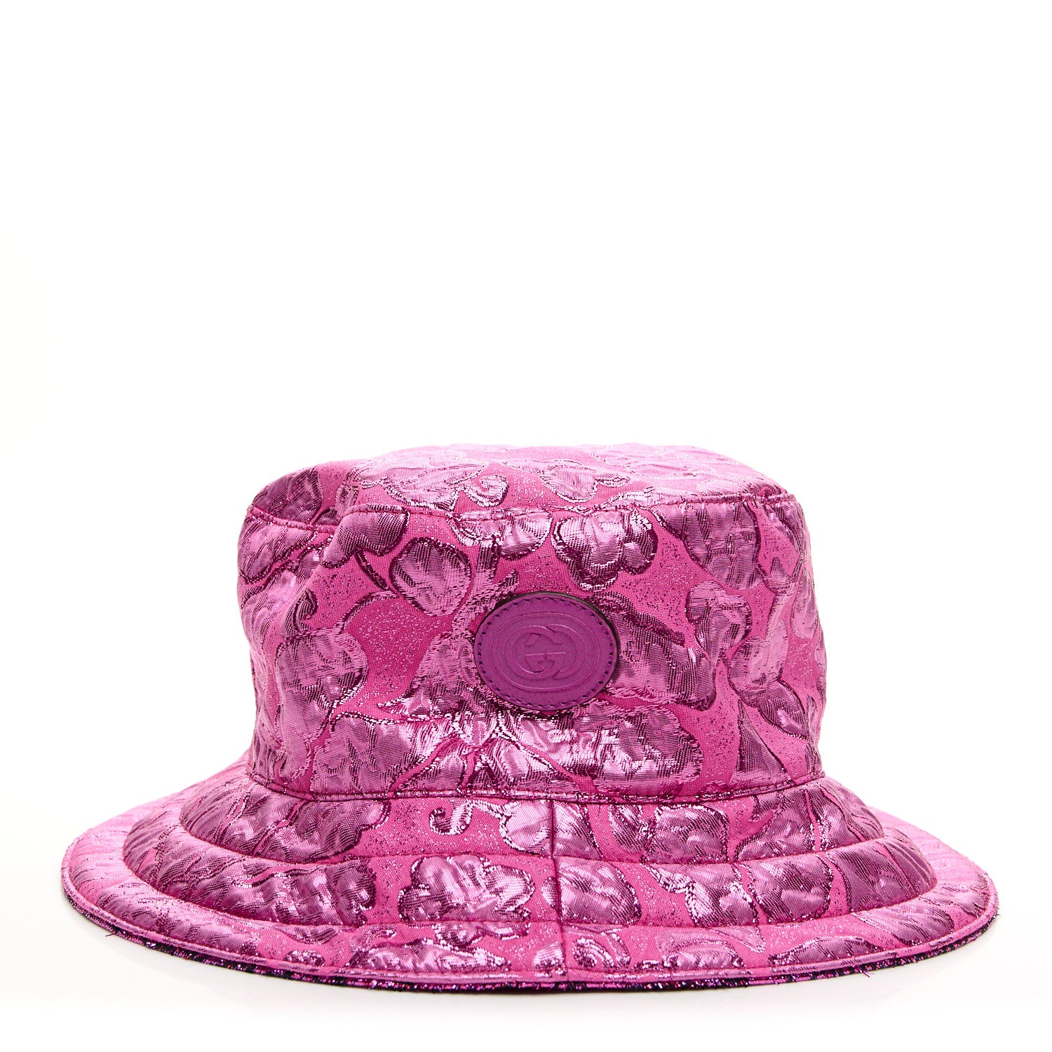 Gucci Canvas Lame GG Monogram Reversible Bucket Hat S Fuxia Pink 7 of 10