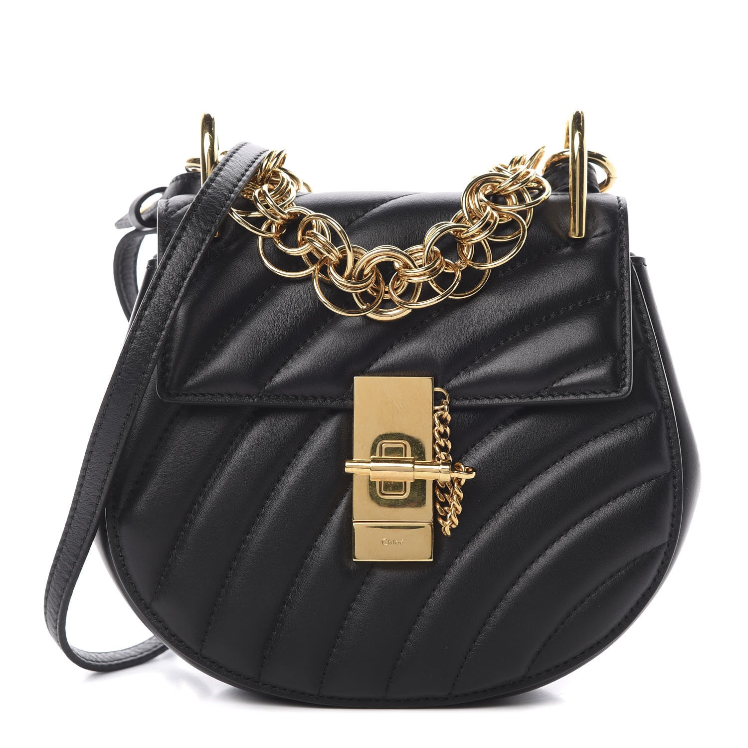 Chloe Calfskin Quilted Mini Drew Bijou Shoulder Bag Black 1 of 12