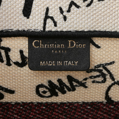 Christian Dior Canvas Embroidered Medium Dioramour Graffiti Book Tote Latte Multicolor 6 of 16