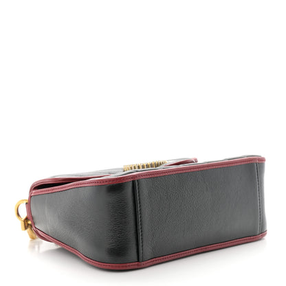 Gucci Vintage Effect Calfskin Matelasse Diagonal Mini Torchon GG Marmont Top Handle Shoulder Bag Black Romantic Cherry 4 of 11