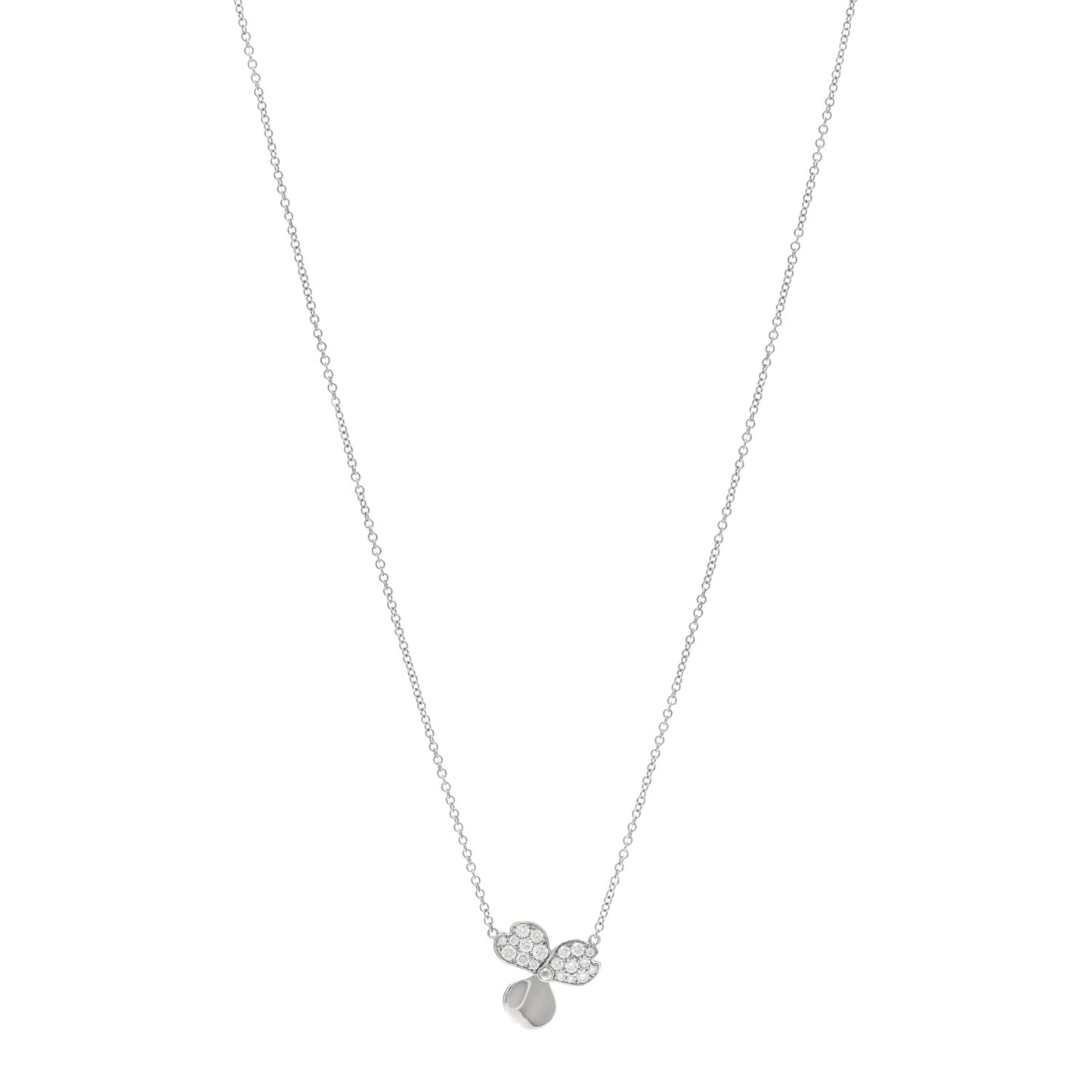 Platinum Diamond .17ctw Small Paper Flowers Pendant Necklace