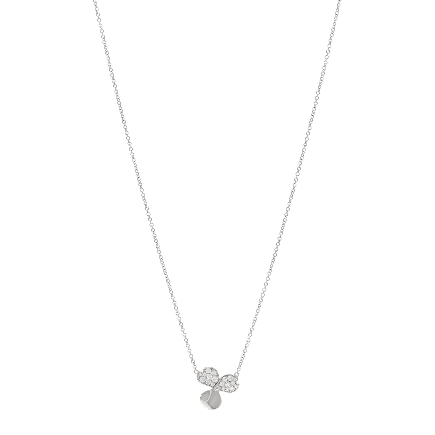 Tiffany Platinum Diamond .17ctw Small Paper Flowers Pendant Necklace 1 of 5
