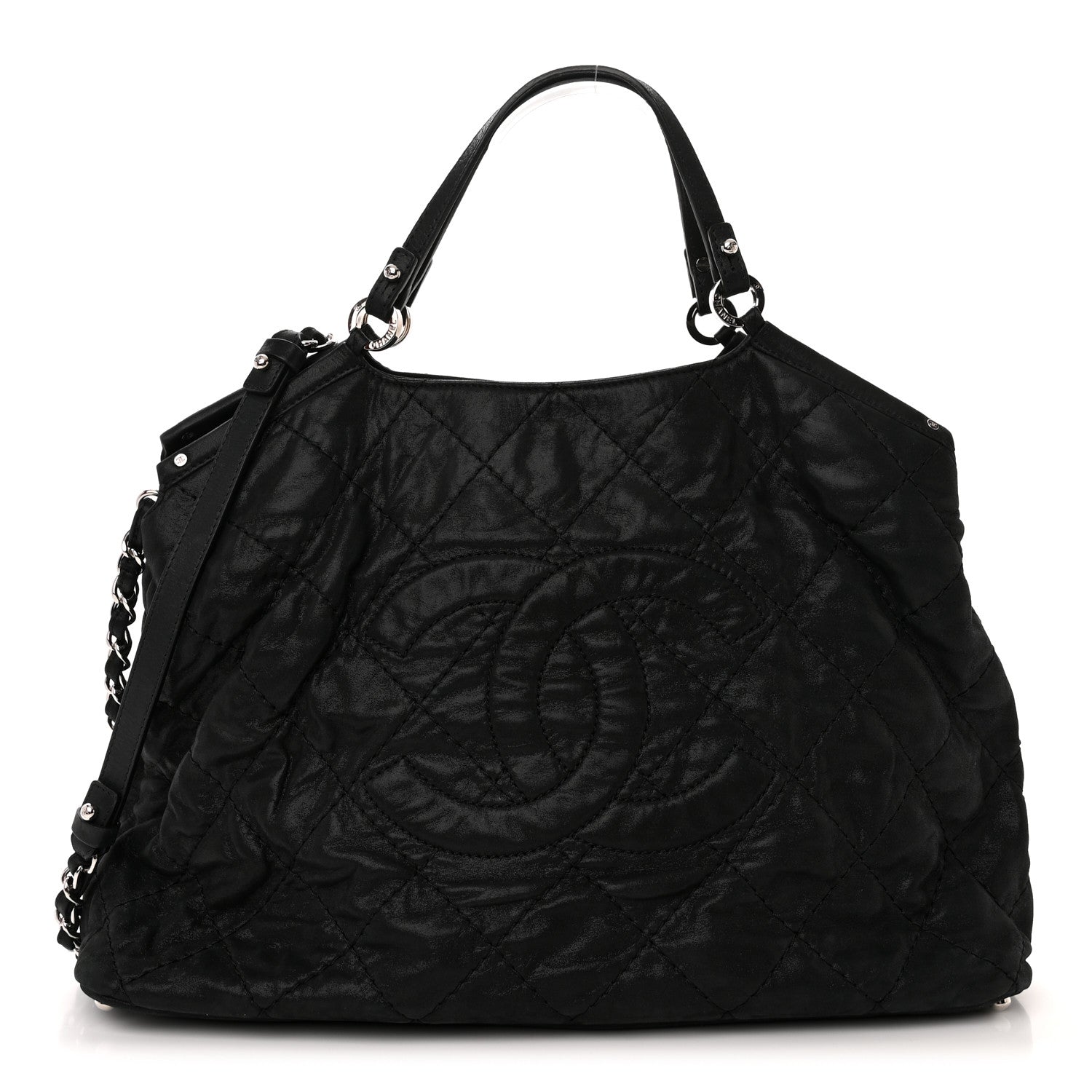 Chanel Iridescent Calfskin Stitched CC Shopping Tote Black 1 of 11