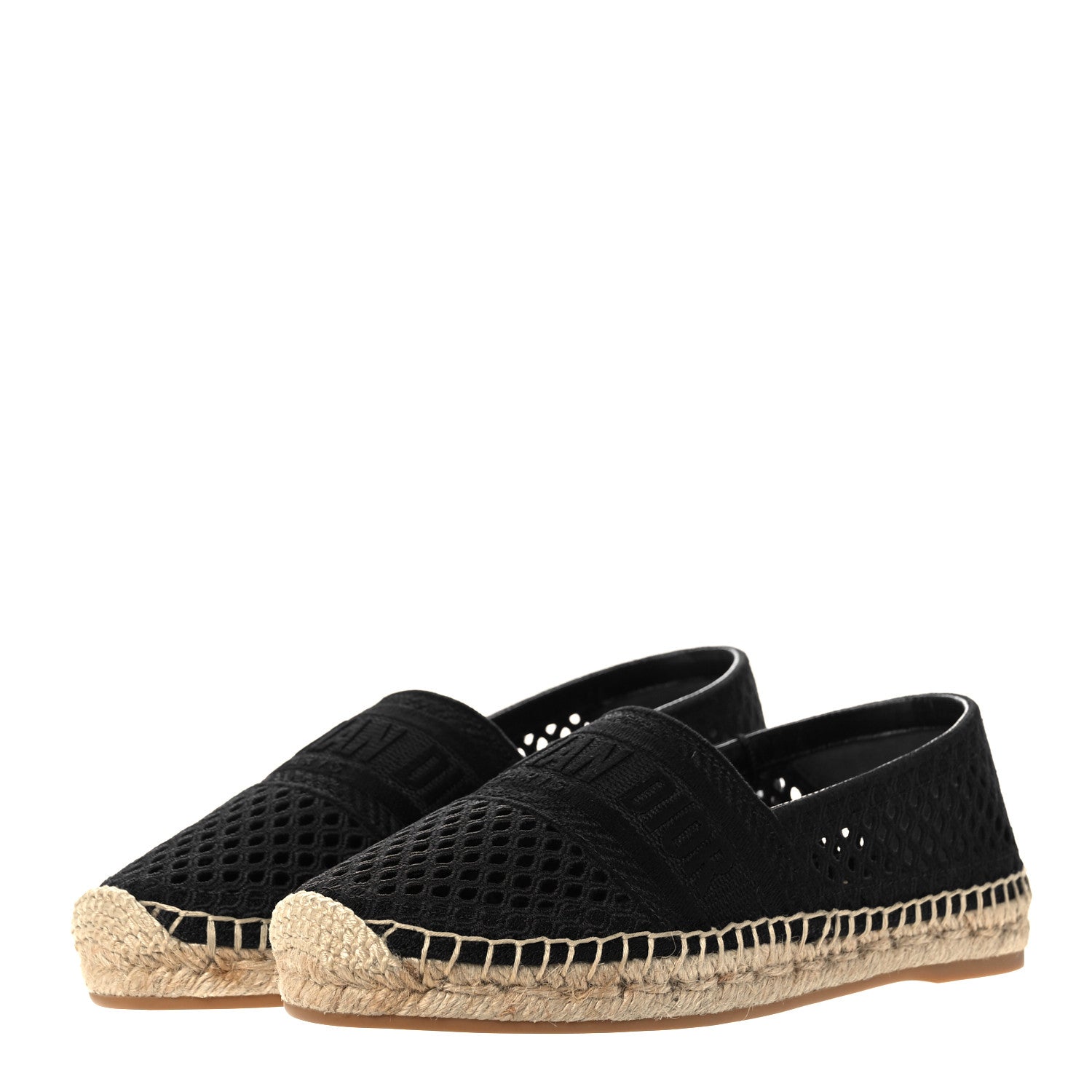 Christian Dior Canvas Embroidered Perforated Granville Espadrille 36.5 Black 3 of 9
