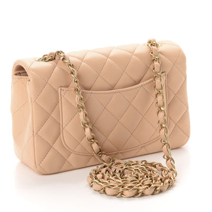 Chanel Lambskin Quilted Mini Rectangular Flap Beige 3 of 10