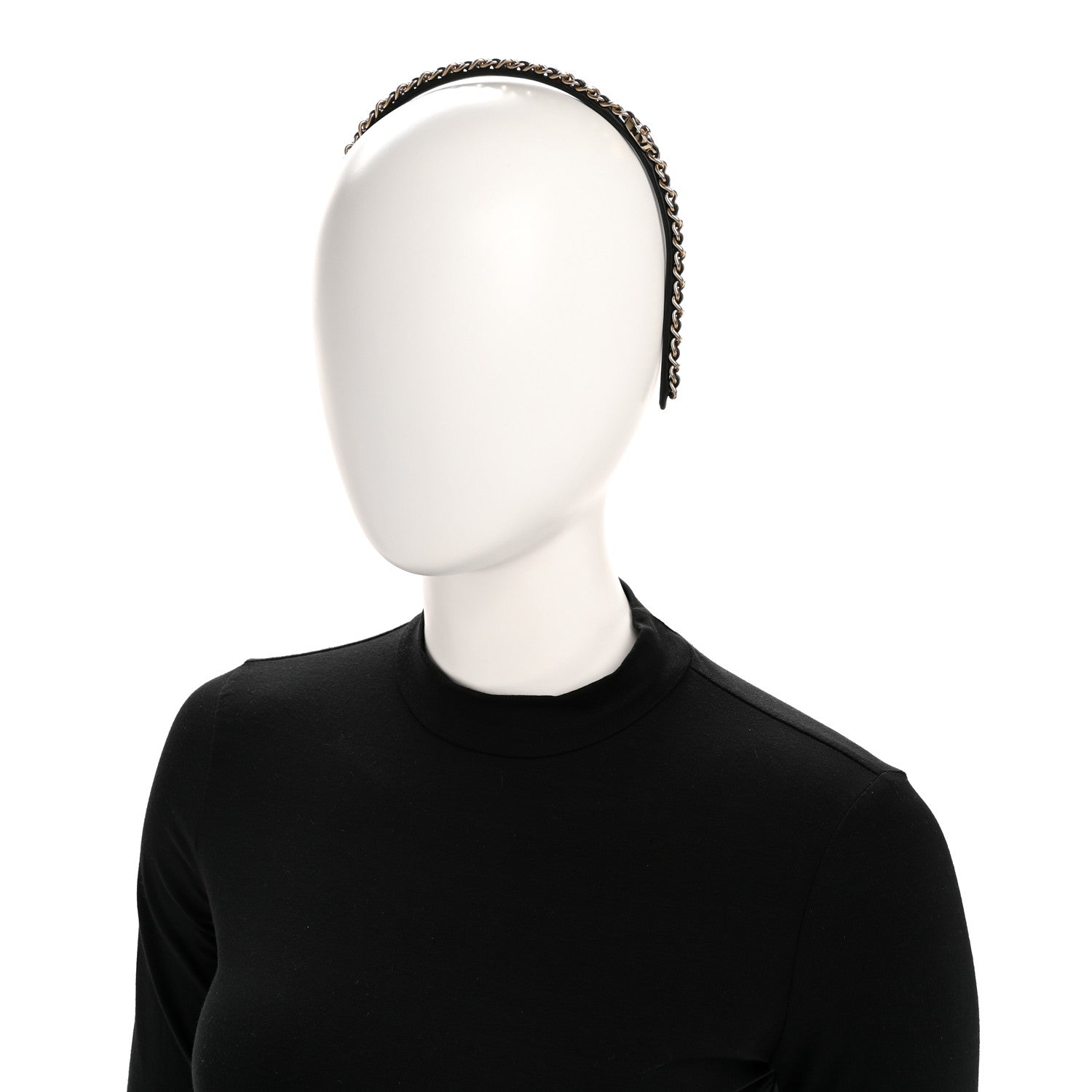 Chanel Metal Lambskin CC Turnlock Chain Headband Gold Black 2 of 5