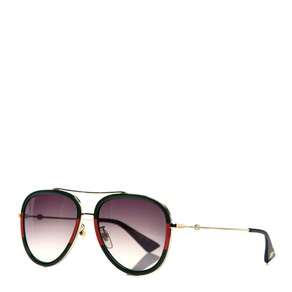 Gucci Web Aviator Sunglasses GG0062S Green Red 1 of 8