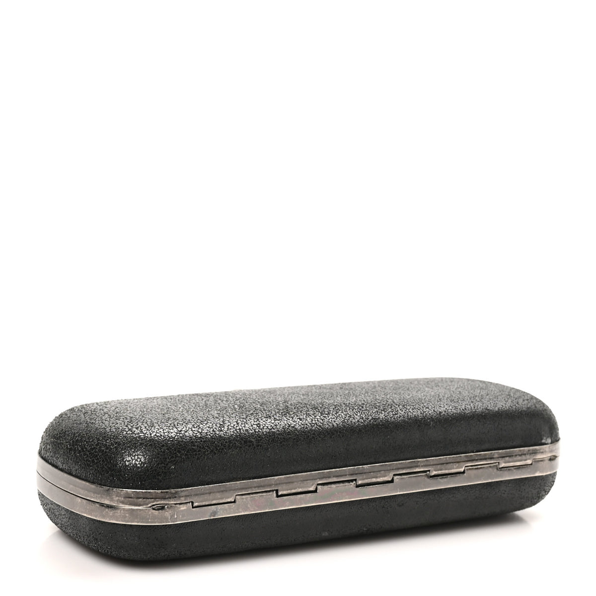 Metallic Lambskin Skull Knuckle Box Clutch Black