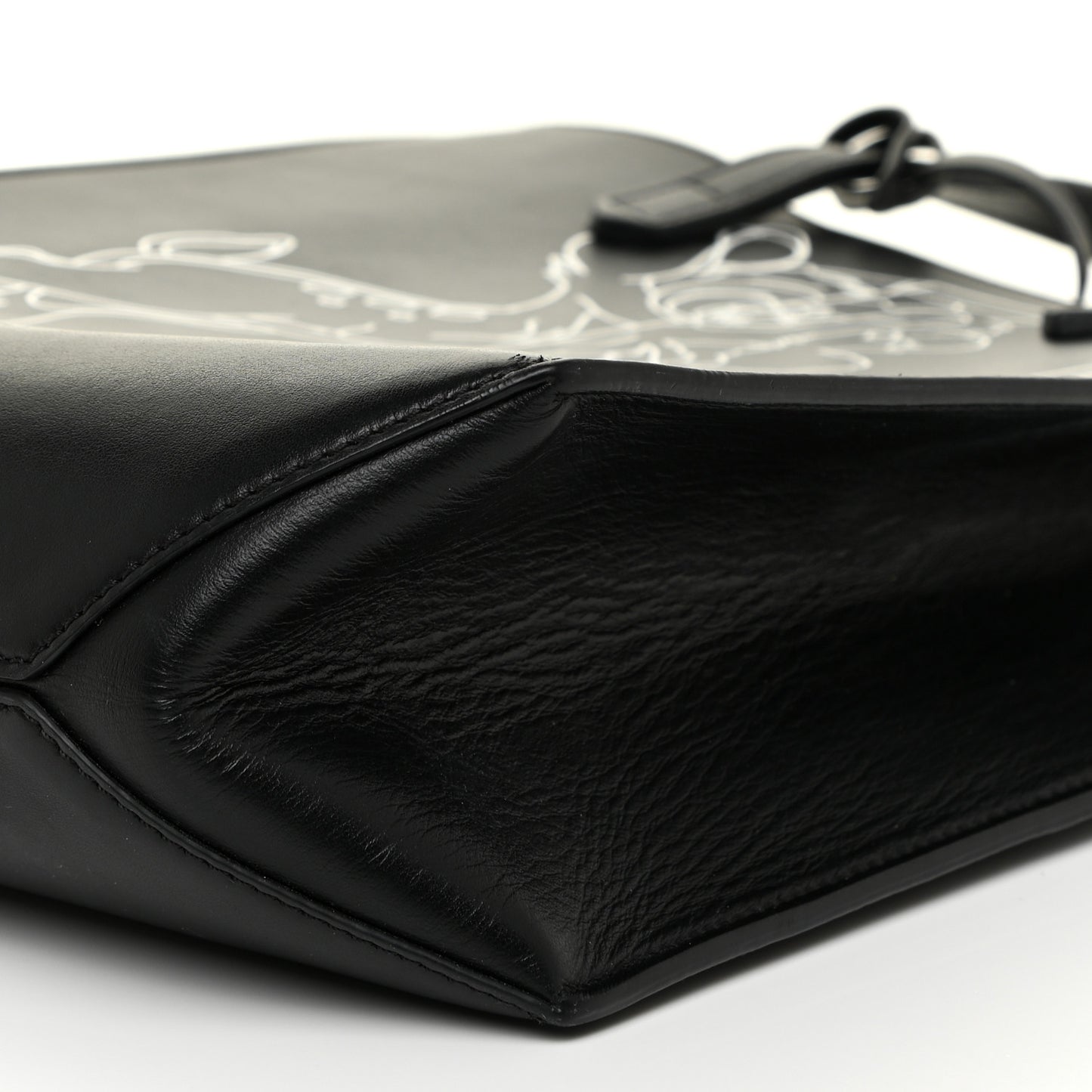 Calfskin Bambi Print Small Stargate Shopper Tote Black