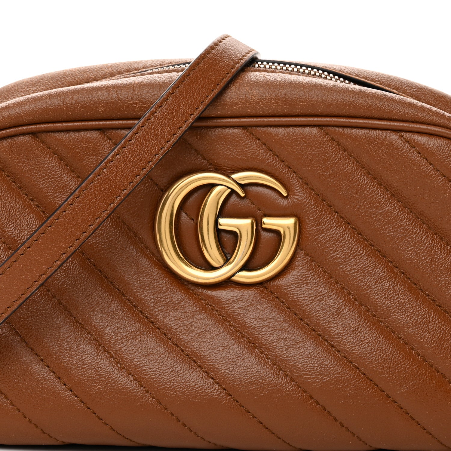 Gucci Glazed Calfskin Matelasse Diagonal Small GG Marmont Chain Shoulder Bag Cuir 8 of 17