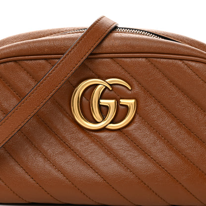 Gucci Glazed Calfskin Matelasse Diagonal Small GG Marmont Chain Shoulder Bag Cuir 8 of 17