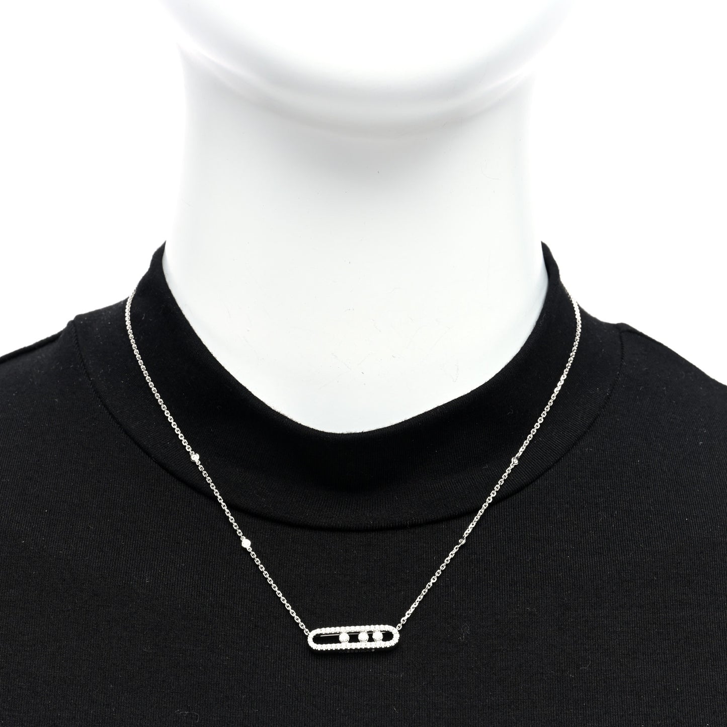 18K White Gold Diamond Baby Move Pave Necklace
