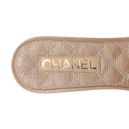 Chanel Calfskin Pearl Flat Sandals 40 Beige 8 of 12