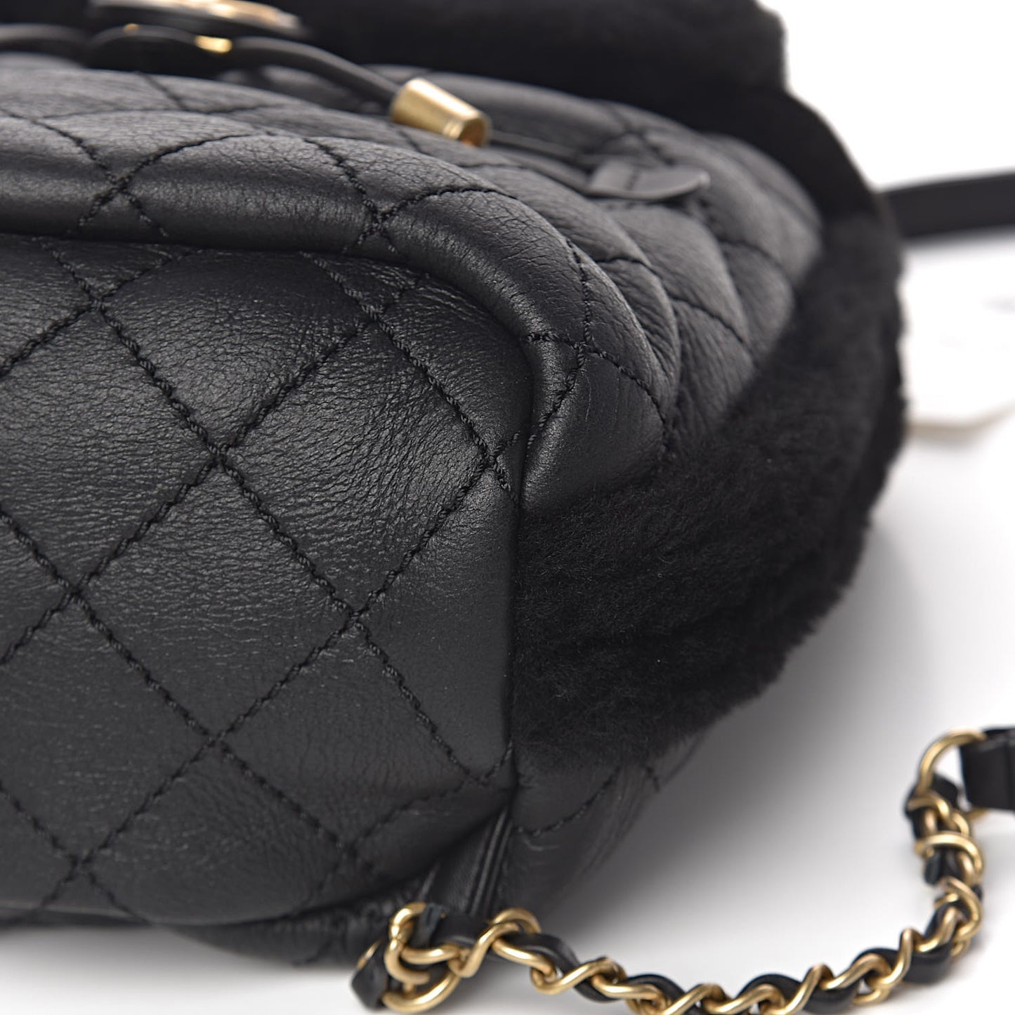 Lambskin Shearling Quilted CC Backpack Black