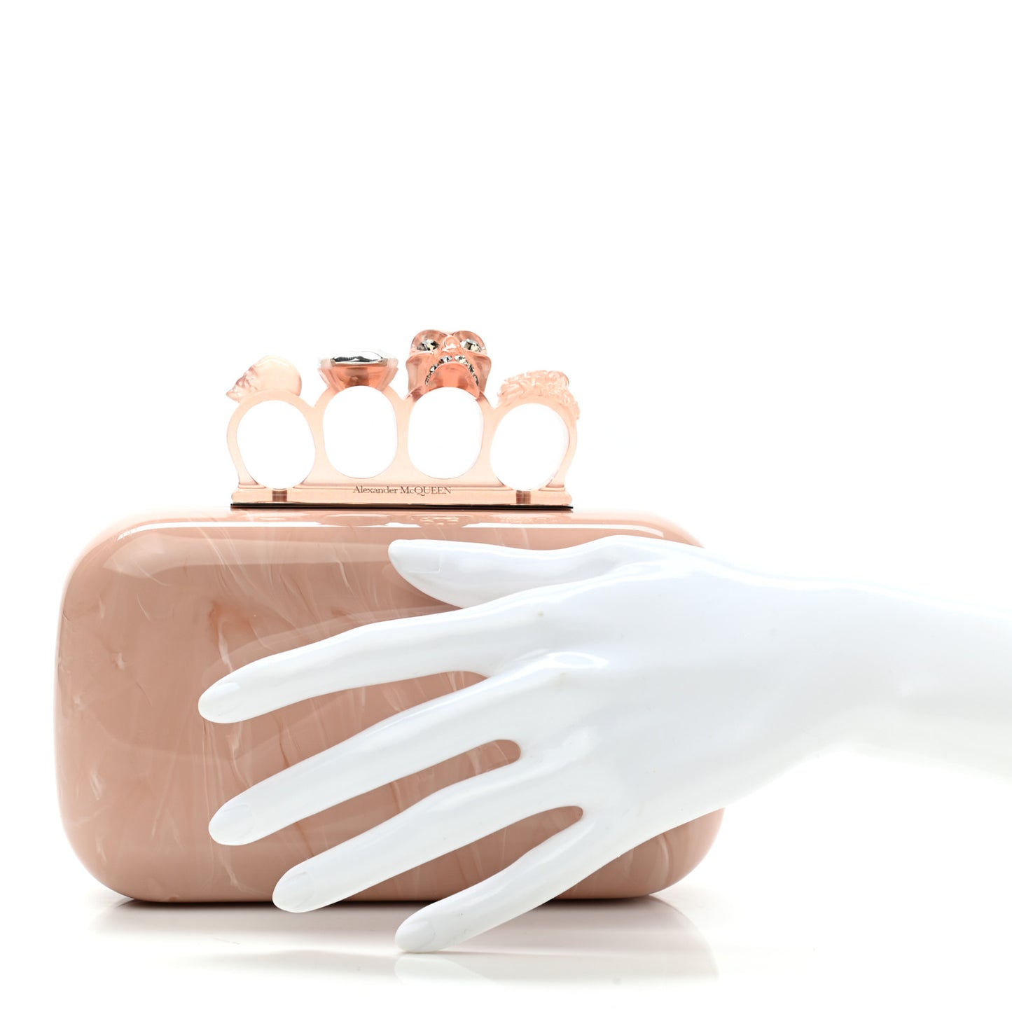 PVC Marble Skull Box Clutch Rose Pink