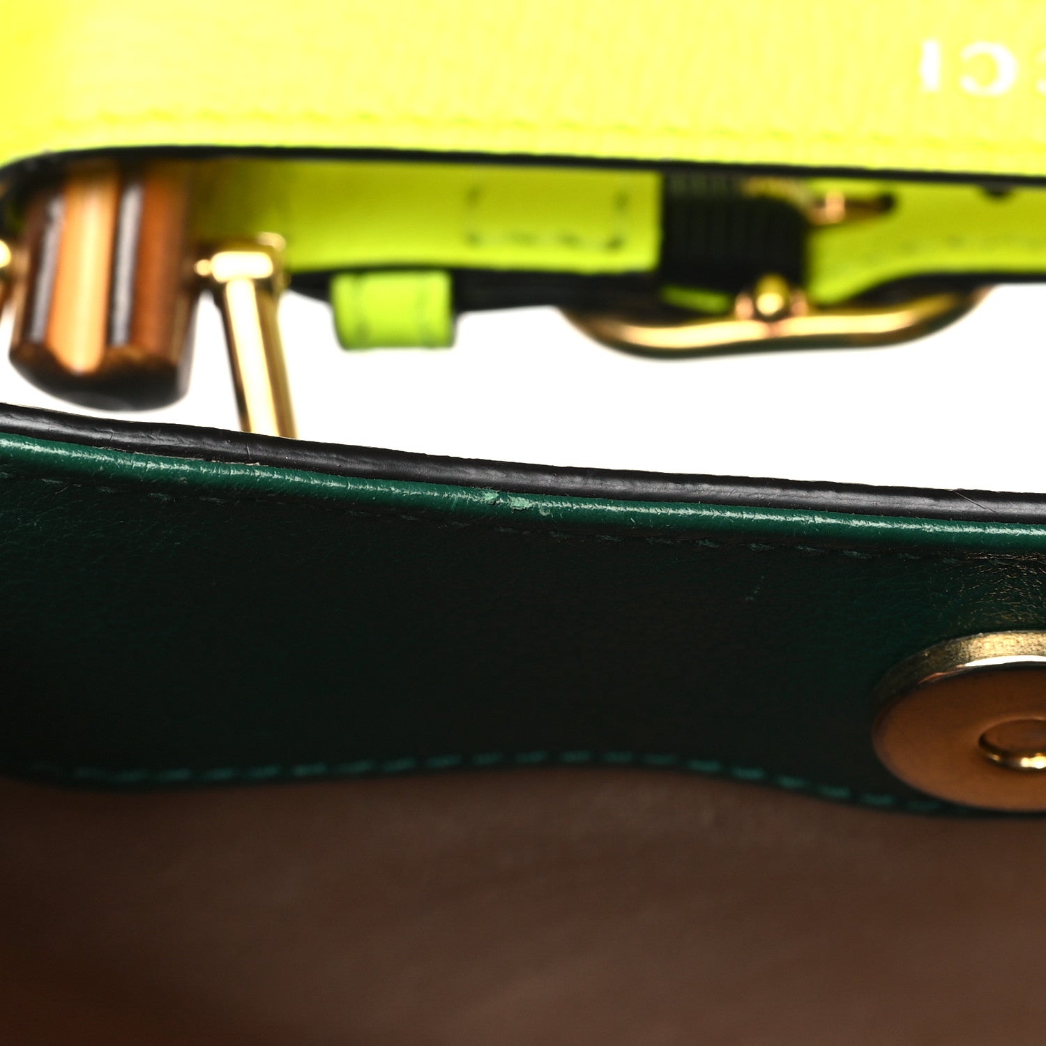 Gucci Wonka Grain Calfskin Mini Diana Tote Bag Green Yellow Fluo 11 of 12