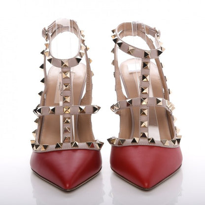 Valentino Garavani Nappa Rockstud Ankle Strap 100mm Pumps 37.5 Rubino Poudre 2 of 9