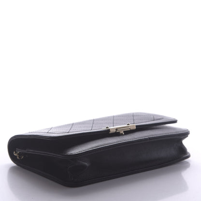 Chanel Grained Calfskin Quilted Label Click Flap Wallet On Chain WOC Black 4 of 14