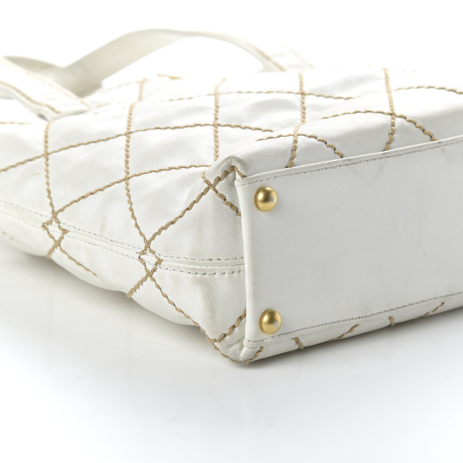 Chanel Calfskin Wild Stitch Tote White 6 of 11