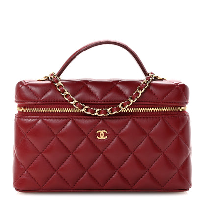 Chanel Lambskin Quilted Top Handle Slim Vanity With Chain Burgundy 1 of 11