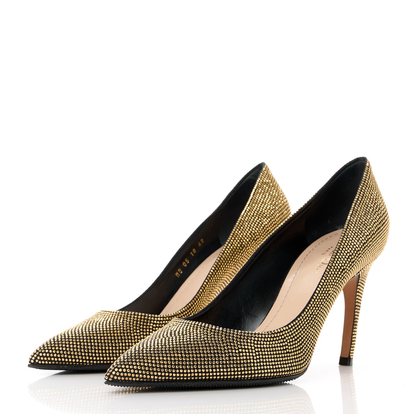 Suede Studded D-Choc 90mm Pumps 42 Black Gold