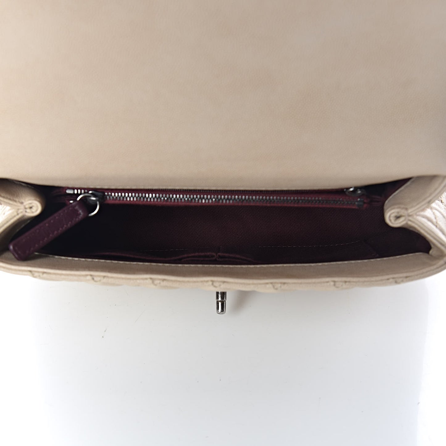 Caviar Quilted Small Coco Handle Flap Light Beige