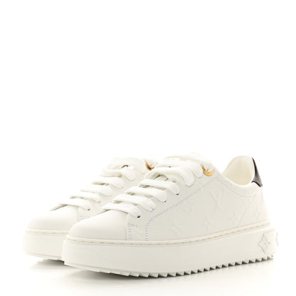 Louis Vuitton Lambskin Embossed Monogram Time Out Sneakers 36 White 3 of 8