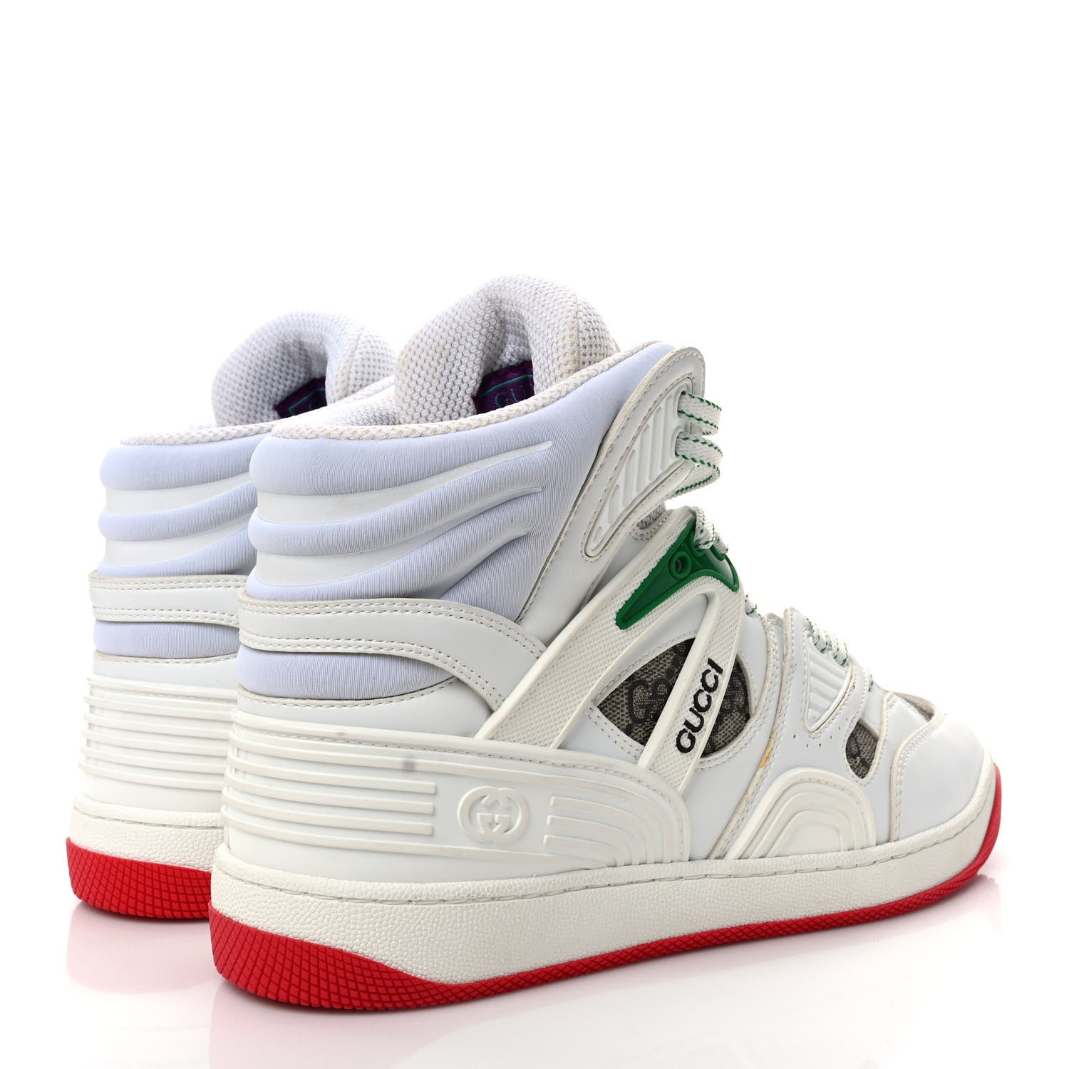 Gucci Demetra GG Supreme Monogram Womens Basket High Top Sneakers 39 Great White Beige Ebony 4 of 10