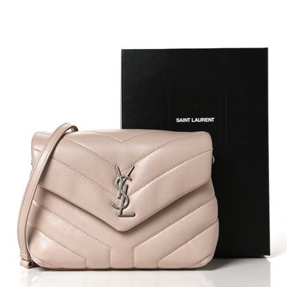 Saint Laurent Calfskin Y Quilted Monogram Toy Loulou Crossbody Bag Marble Pink 12 of 12