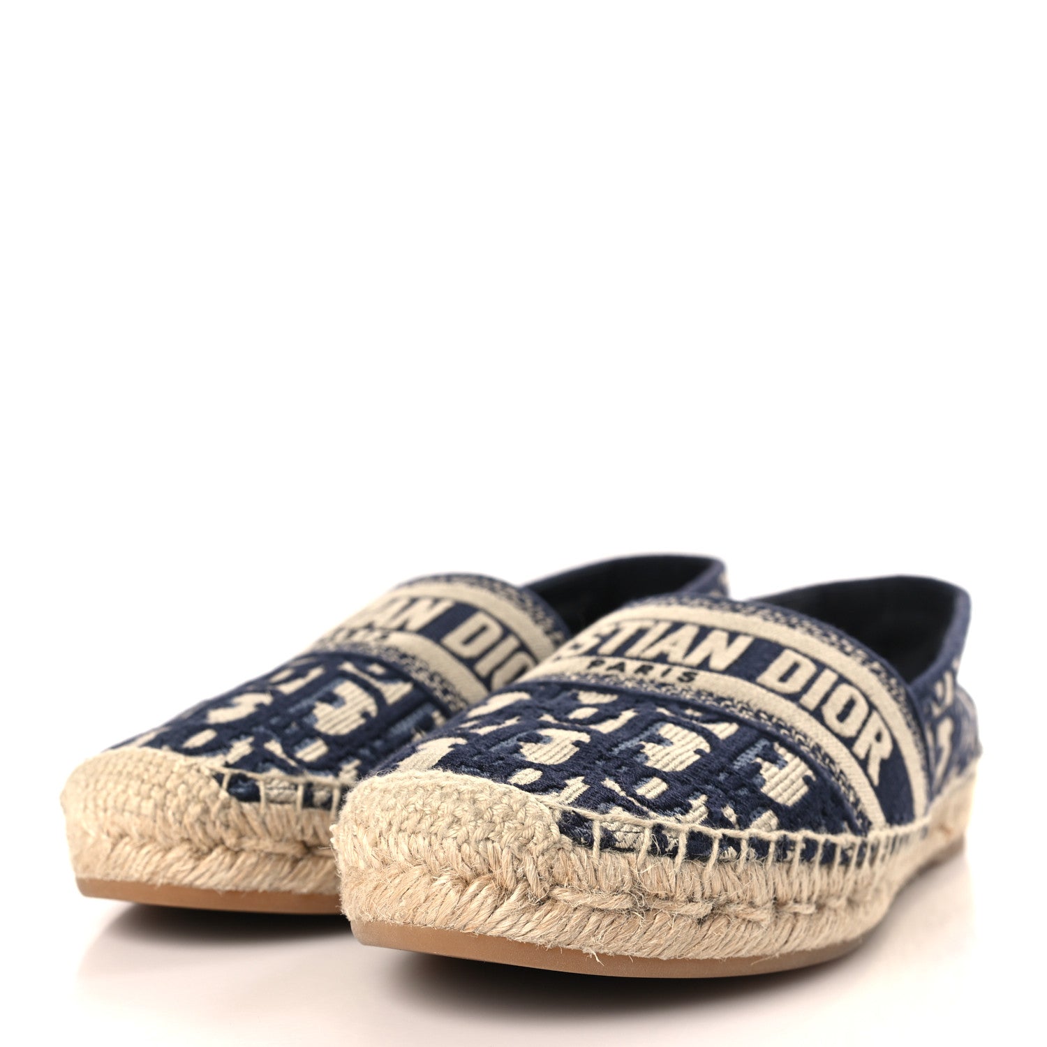 Christian Dior Oblique Embroidered Granville 15mm Espadrilles 38.5 Deep Blue 3 of 9