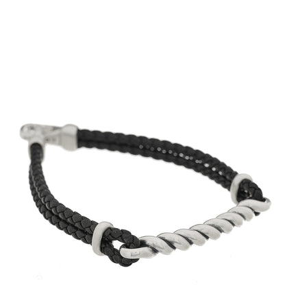 David Yurman Sterling Silver Leather Cable Metro Bracelet Black 3 of 4