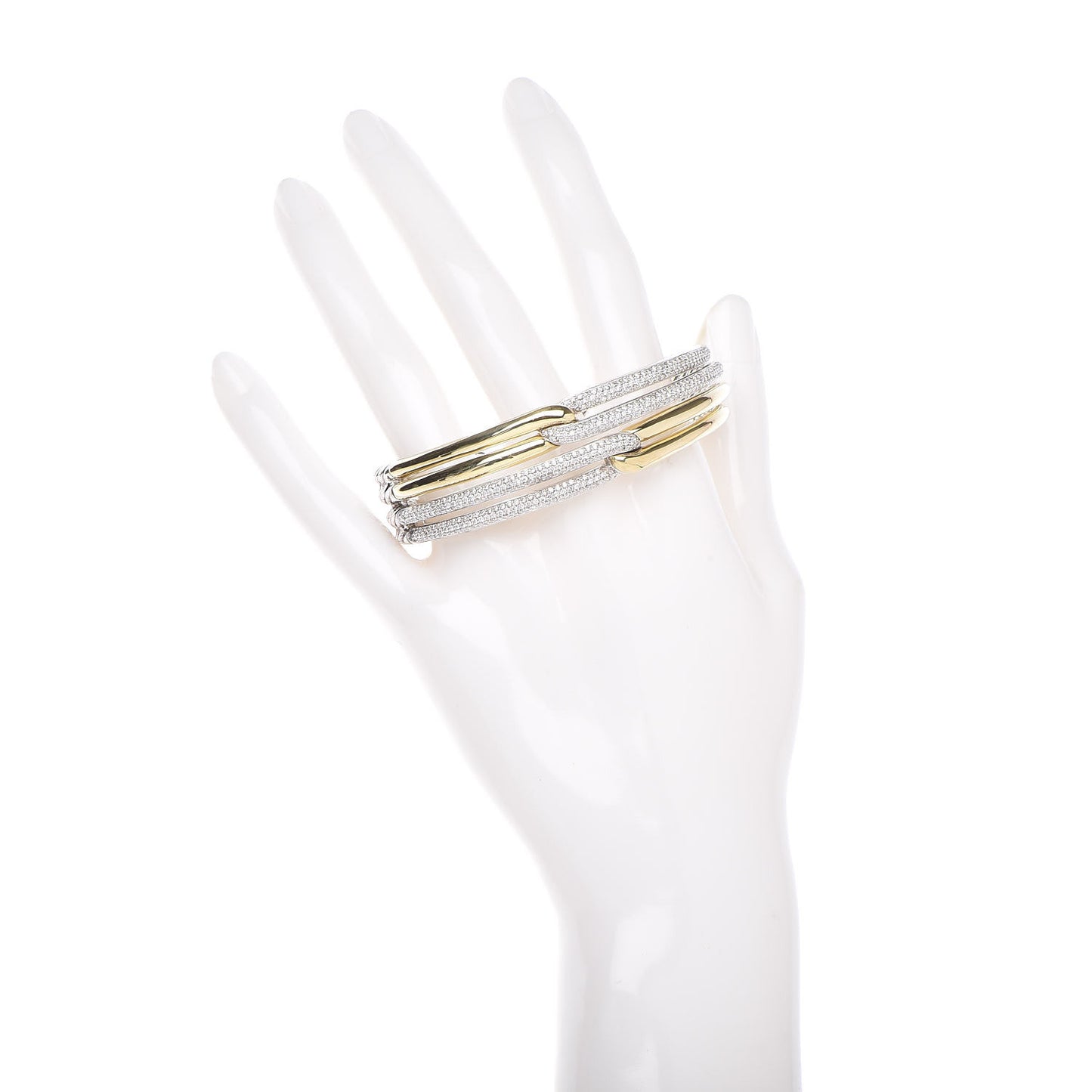 Sterling Silver 18K Yellow Gold Diamond Double-Loop Labyrinth Bracelet