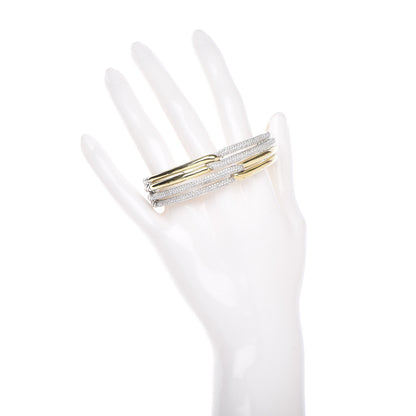 David Yurman Sterling Silver 18K Yellow Gold Diamond Double-Loop Labyrinth Bracelet 2 of 6