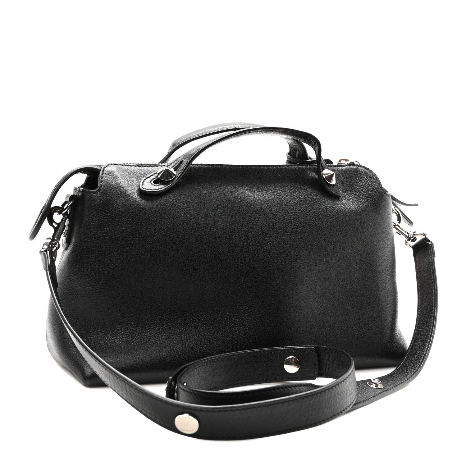 Fendi Vitello Dolce Mink Fur Pom Pom Medium By The Way Boston Bag Black Multicolor 3 of 10