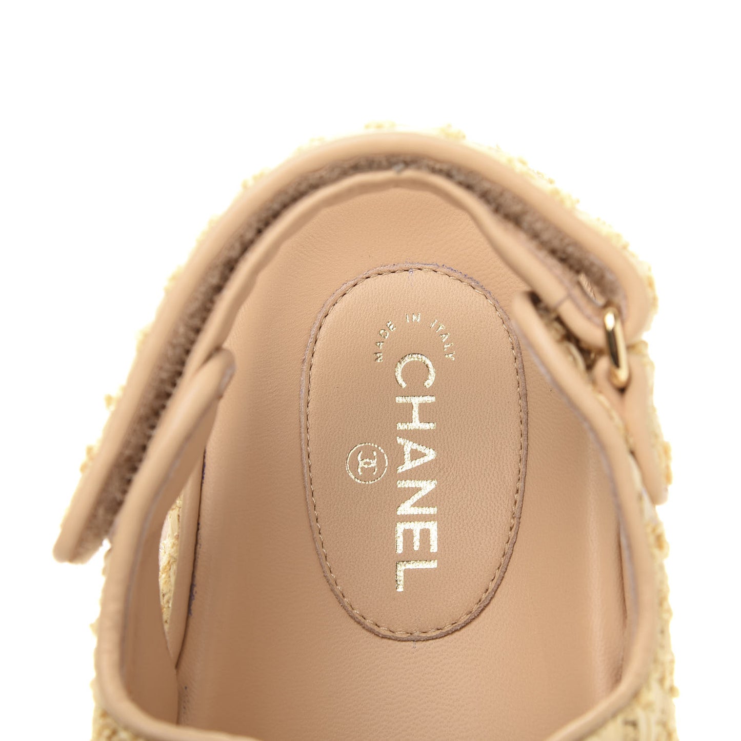Braided Fabric Velcro Dad Sandals 38.5 Beige