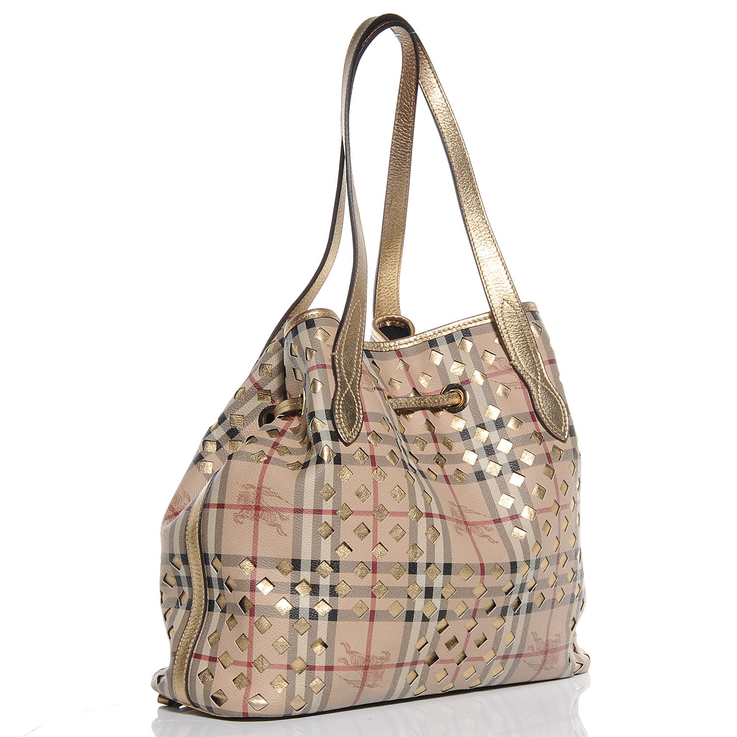 Burberry Haymarket Check Woven Drawstring Claudia Bag 3 of 8