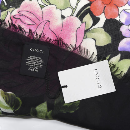 Gucci Silk Cashmere Hydrangea Square Scarf Black 2 of 5