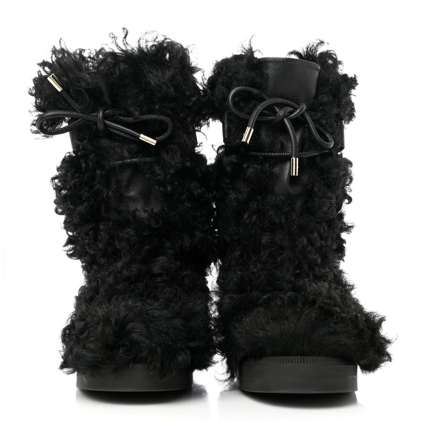 Shearling Sheepskin High Boots 36.5 Black