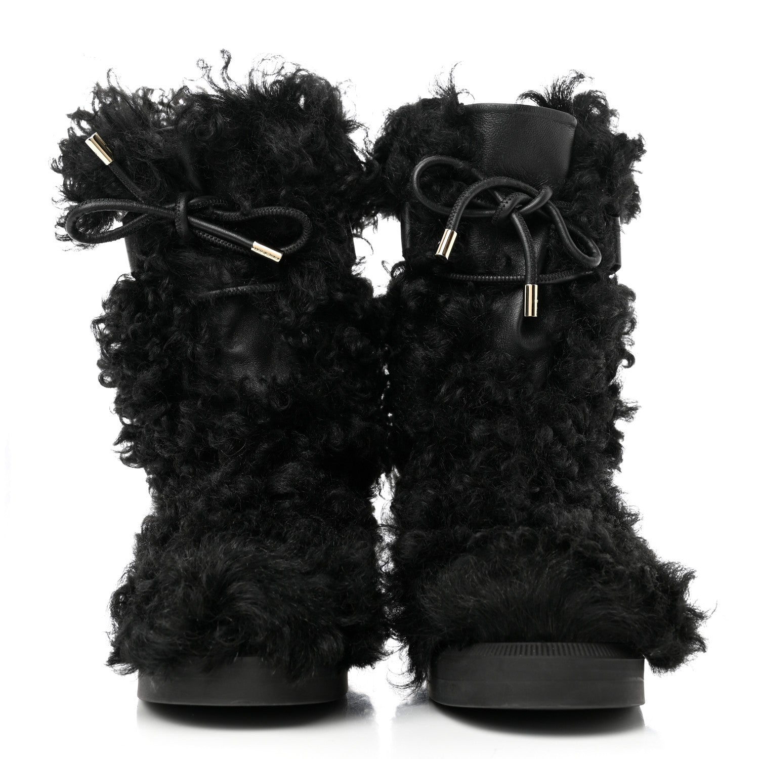 Chanel Shearling Sheepskin High Boots 36.5 Black 2 of 10