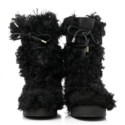 Chanel Shearling Sheepskin High Boots 36.5 Black 2 of 10