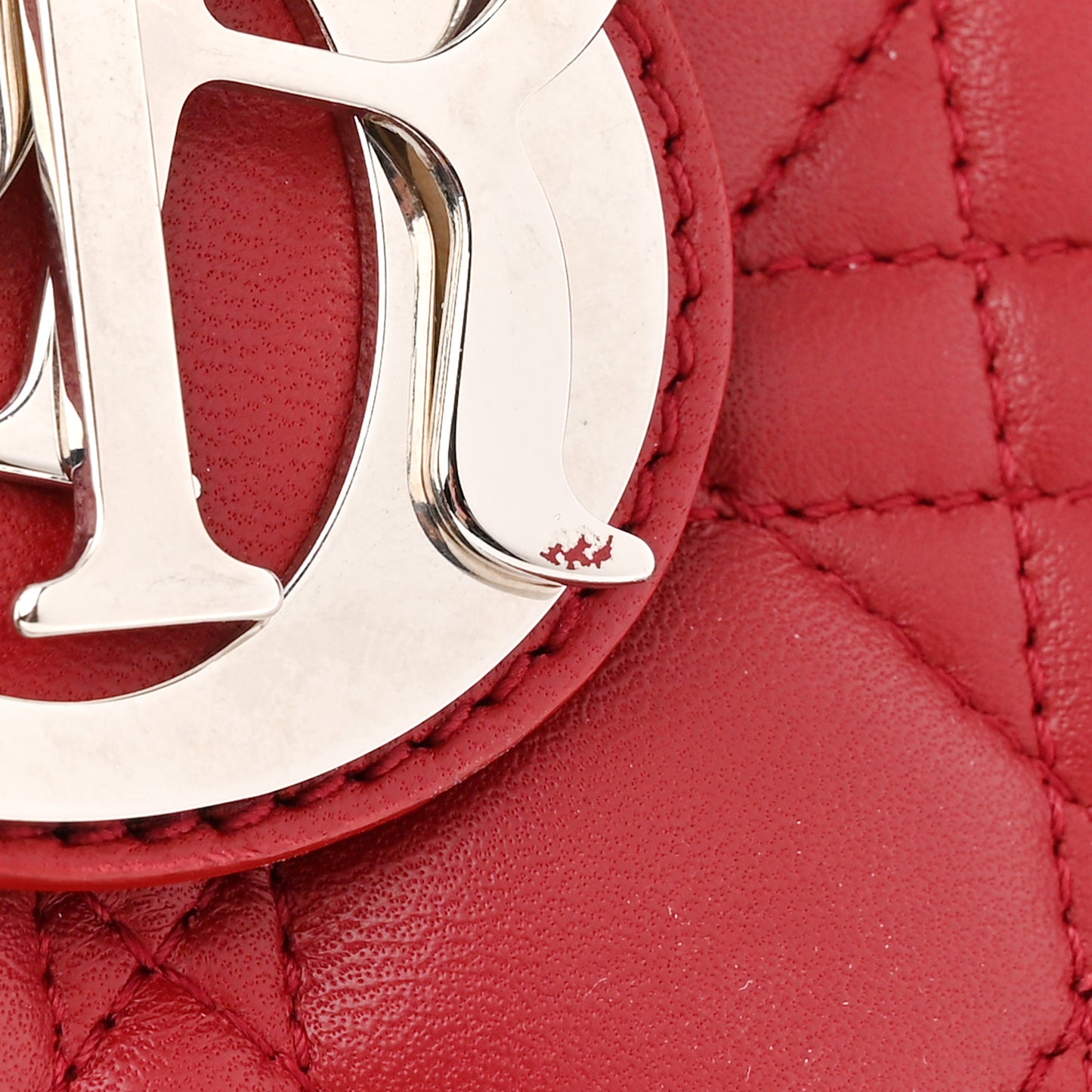 Lambskin Cannage Large Lady Dior Red