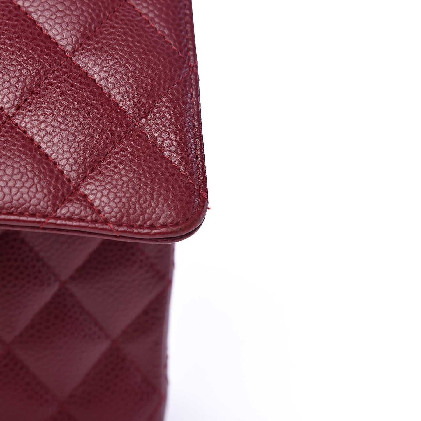 Caviar Quilted Medium Double Flap Dark Red