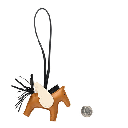 Hermes Milo Lambskin Grigri Rodeo Pegase Horse Bag Charm PM Sesame Black Nata 2 of 4